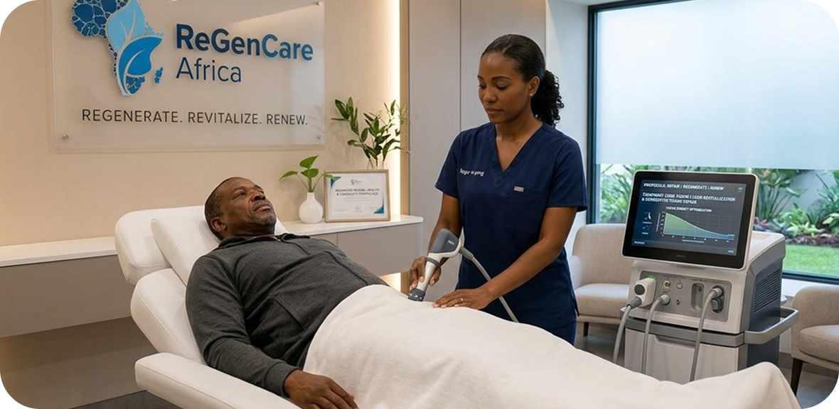 Male patient receiving muscle stimulation therapy